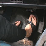 Riley Driving the Blazer in Black Leather Flip Flops – #142