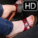 Cassandra Crank & Rev the Bug in Red Strap Wooden Sandals