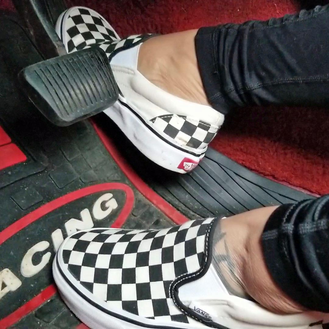 Jane Domino Driving Mustang Black & White Checkered Vans