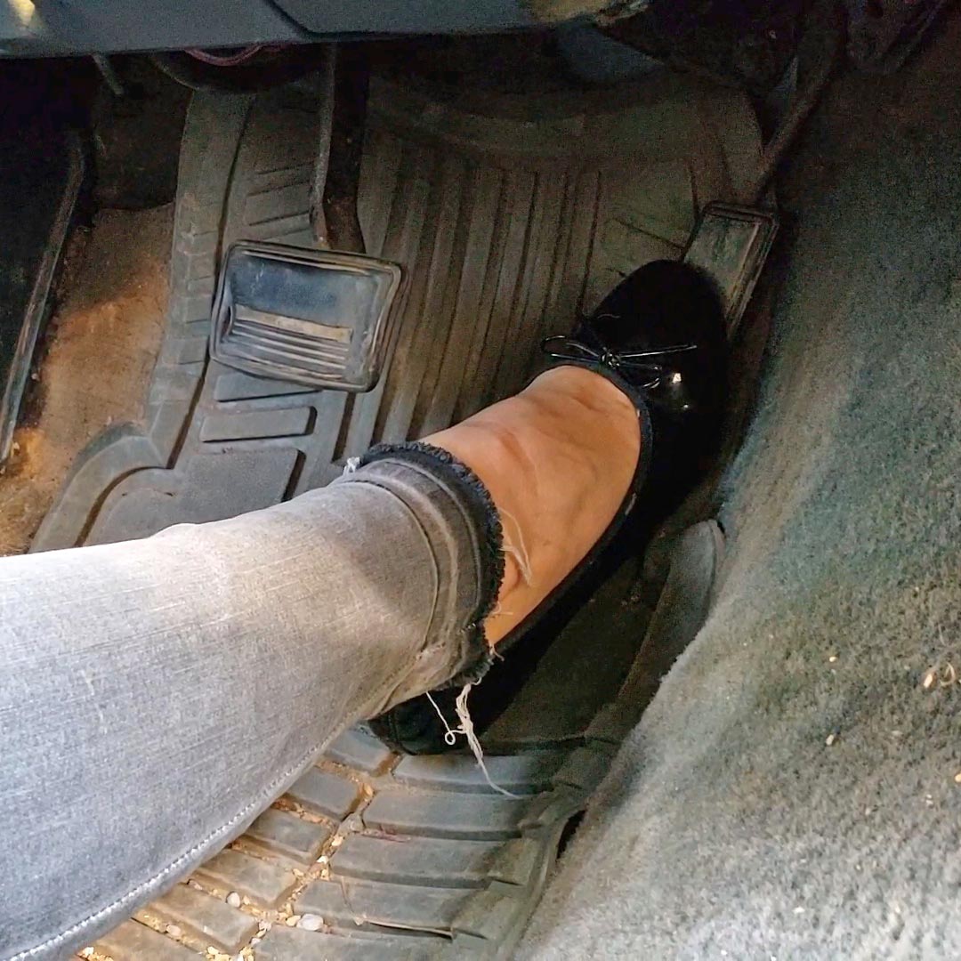 Brooke Floods Your Car in Black Patent Ballet Flats